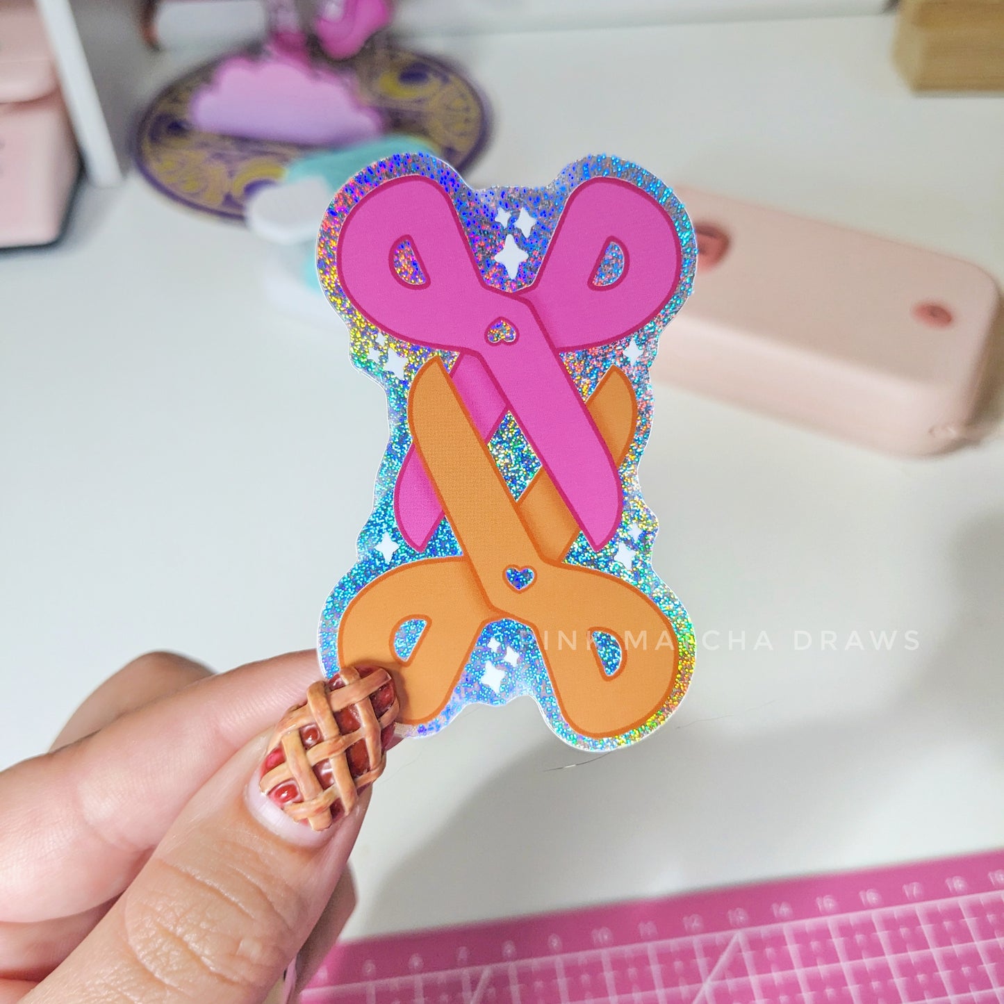 Scissoring Scissors Glitter Sticker