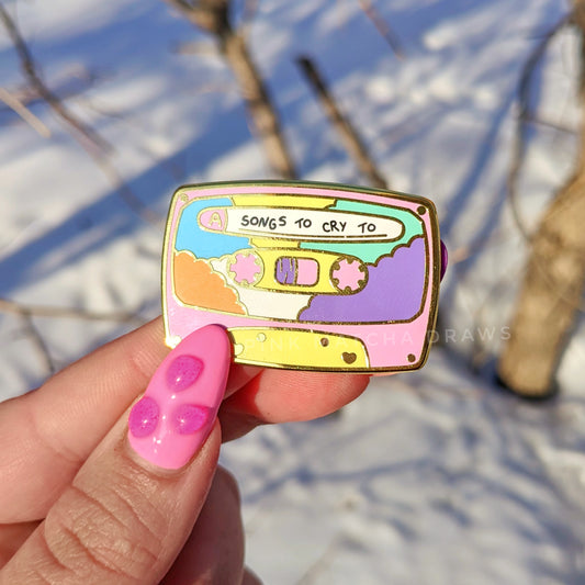 Songs To Cry To Cassette Enamel Pin